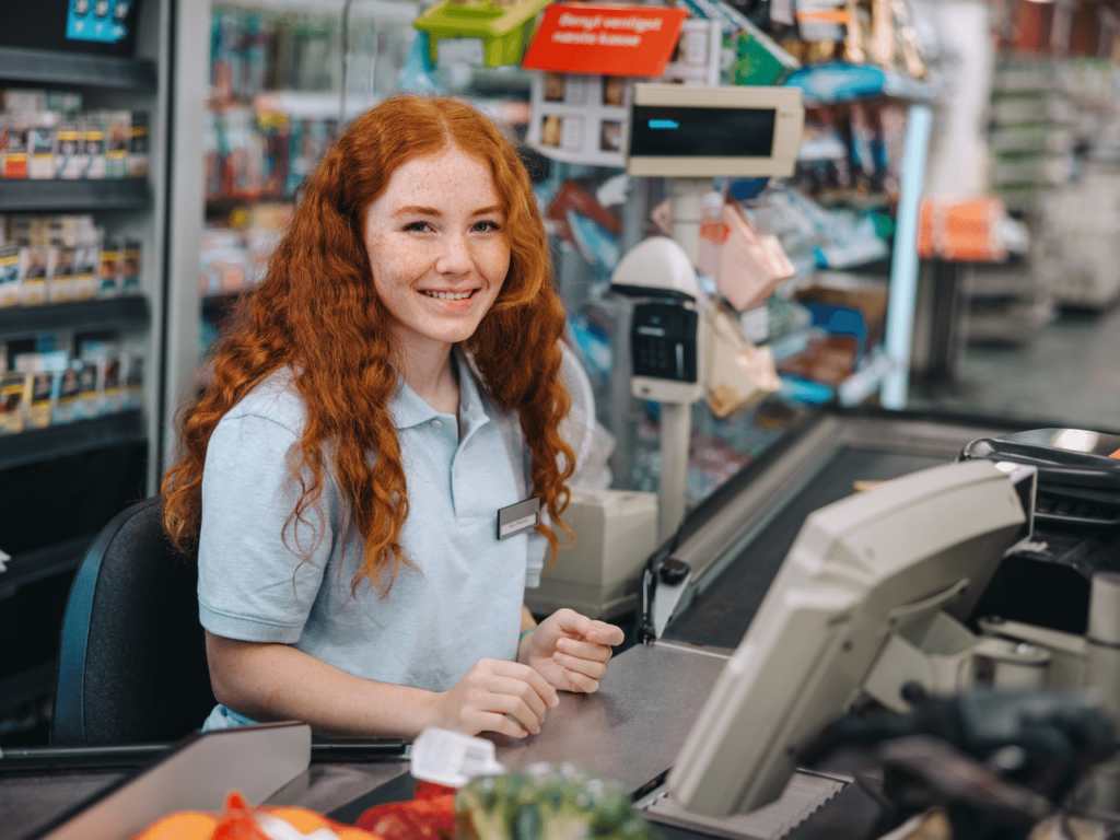 woman at cash register